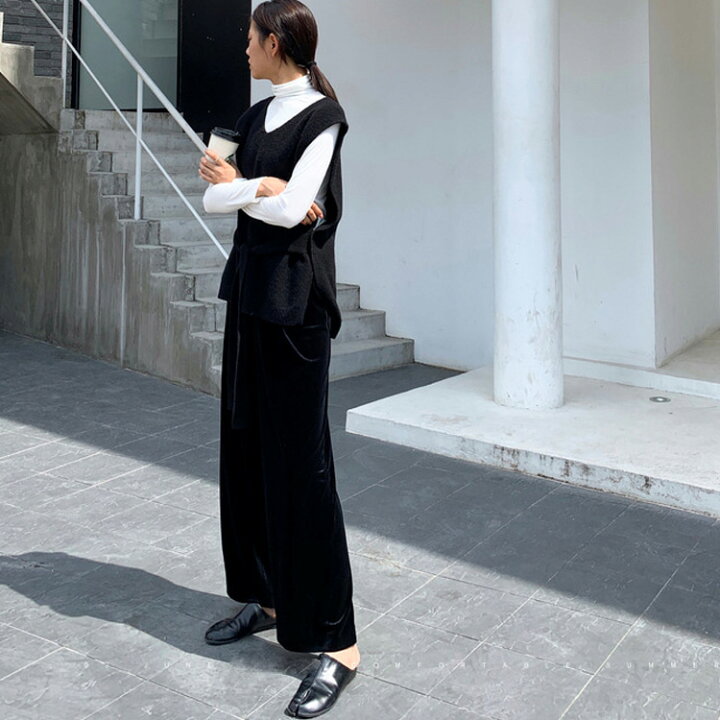 楽天市場 韓国ファッション ベロアワイドパンツ レディース ボトムス ズボン ワイドパンツ 韓国 大人カジュアル カジュアル デイリーコーデ 着回し Cicibella Cici Bella