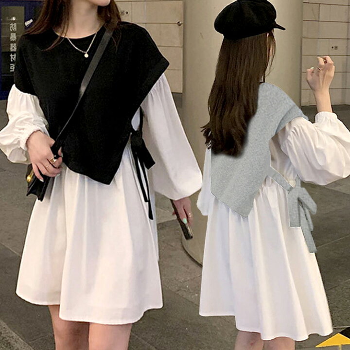 楽天市場 ワンピセット ワンピース 秋 冬 ワンピ ミニワンピ ミニ スリットワンピース ブラウス 長袖 スリットワンピース ワンピース 大人かわいい デート 普段着 お呼ばれコーデ 通学 韓国ファッション 韓国 Cicibella Cici Bella