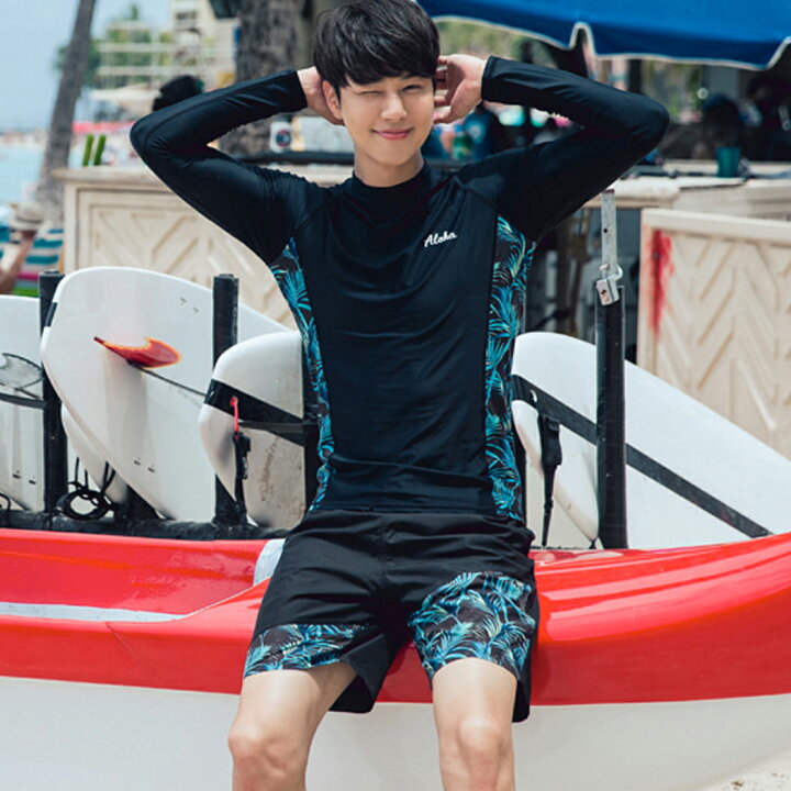 楽天市場 メンズファッション水着フィットネス水着 水着 メンズ ラッシュガード 3点セット 長袖 サーフパンツ フィットネス水着 おしゃれ 日焼け防止 スポーツスイムウェア 花柄 アロハ競泳水着 海パンツ ジム 水泳 かっこいい 着脱簡単 ブランド 大人 水陸両用