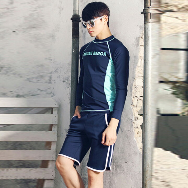 楽天市場 メンズファッション水着フィットネス水着 水着 メンズ ラッシュガード 3点セット 長袖 サーフパンツ フィットネス水着 おしゃれ 日焼け防止 スポーツスイムウェア 無地アロハ競泳水着 海パンツ水泳 かっこいい 着脱簡単 ブランド 大人 水陸両用 フィットネス