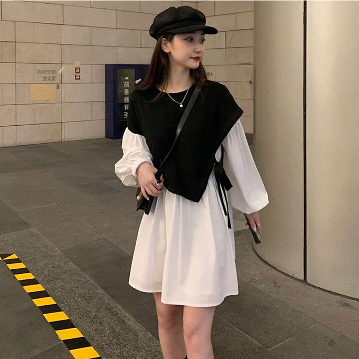 楽天市場 ワンピセット ワンピース 秋 冬 ワンピ ミニワンピ ミニ スリットワンピース ブラウス 長袖 スリットワンピース ワンピース 大人かわいい デート 普段着 お呼ばれコーデ 通学 韓国ファッション 韓国 Cicibella Cicibella Sports