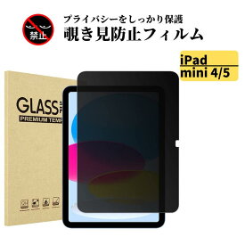 iPad mini 5 ( 第5世代 2019 ) / mini 4 ( 2015 ) 覗き見防止 フィルム 強化ガラス ガラスフィルム 光沢 指紋防止 飛散防止 硬度9H 高透過 タブレット アップル アイパッド ミニ 7.9 インチ
