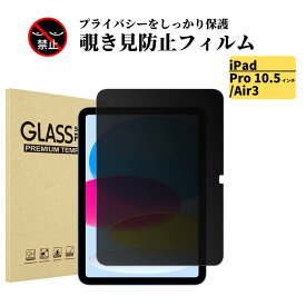 iPad Pro 10.5 インチ / Air 3 (第3世代) 覗き見防止 フィルム 強化ガラス ガラスフィルム 光沢 指紋防止 飛散防止 硬度9H 高透過 タブレット アップル アイパッド