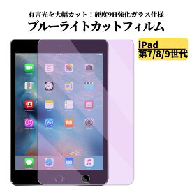 iPad 第7世代 8世代 9世代 ( 2019 2020 2021 ) ブルーライトカット フィルム 強化ガラス ガラスフィルム 光沢 指紋防止 飛散防止 硬度9H タブレット アップル アイパッド ブルーライト 10.2 インチ