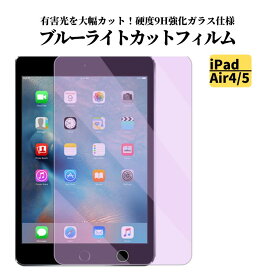 iPad Air 4 ( 第4世代 ) / Air 5 ( 第5世代 ) ブルーライトカット フィルム 強化ガラス ガラスフィルム 光沢 指紋防止 飛散防止 硬度9H タブレット アップル アイパッド ブルーライト 10.9 インチ