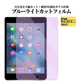 iPad Pro 10.5 インチ / Air 3 (第3世代) ブルーライトカット フィルム 強化ガラス ガラスフィルム 光沢 指紋防止 飛散防止 硬度9H タブレット アップル アイパッド ブルーライト