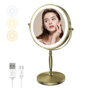 MILPROX ���D�~���[ �g�勾 ���C�g�t�� �X�^���h�~���[ �� ��� ���ϋ� 1�{10�{�g�勾 8�C���` USB�[�d��1500mAh��e�� ���g���R�F���� ���邳���� ���C�N �������[ �����Y��h�~ �^�b�`�� 360°��