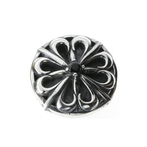 シルバー925 コンチョ クロス フローラル スター ジルコン(黒) 直径 約19mm 銀92.5% レザークラフト 財布 ケース カスタムパーツ バッグ DIY パーツ 手芸 革財布 CROSS floral STAR