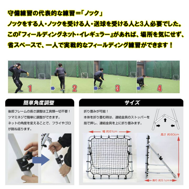 楽天市場 野球 守備練習 フィールディング ネット イレギュラー ピッチング練習 ｆｐｎ ８０８６ｆ２ 一人でノック フィールディング 練習 フィールドフォース 野球 ネット 野球用品 ベースボールパワー