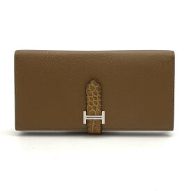 HERMES エルメス ベアンスフレ タッチ エプソン×アリゲーター 長財布●メンズ アルザン×クラフト Z刻印【中古】