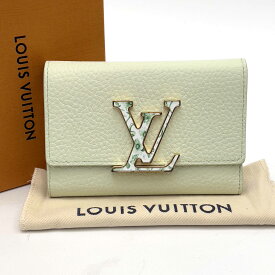 LOUIS VUITTON ルイヴィトン ポルトフォイユ・カプシーヌ コンパクト レザー 財布●レディース ライトグリーン M82009 ICチップ【中古】