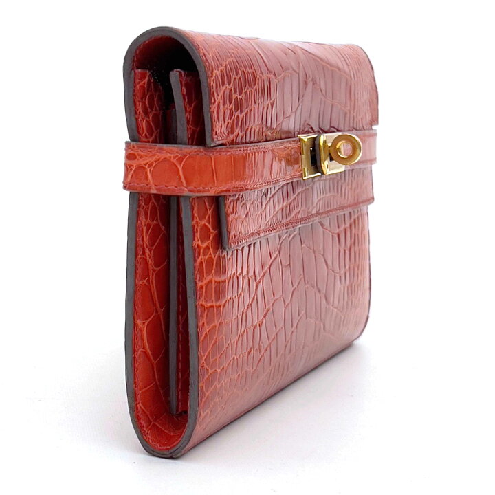 美品 エルメス □M 刻印 ケリー ウォレット 長財布 アリゲーター  