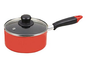 パール金属 ワコートレーディング 焼付塗装 片手鍋 16cm ガラス蓋付 ふっ素加工 IH対応 ニューフォア HB-8050 レッド