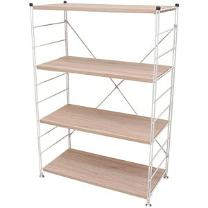 山善(YAMAZEN) ウッドシェルフ 4段 アンティーク ホワイト 幅85.5×奥行41.5×高さ123.5cm MWS-12844(AIV/