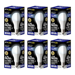 スタイルド LED電球 口金直径26mm 電球40W形相当 昼光色 5W 6個セット 一般電球・広配光タイプ 密閉器具対応 HA4T26D6