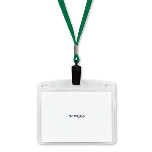 オープン工業 吊り下げ名札 ネームプレート 名札 カードホルダー ネームホルダー 10枚 チャック ソフトケース 緑 NL-21-GN