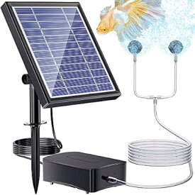 NFESOLAR ソーラーエアーポンプ 蓄電 エアポンプ ソーラー メダカのエアーレーション 太陽光充電式エアポンプ エアチューブ エアストーン 付き 2.5W太陽光パネル 各種水槽の酸素供給 エアレーション ビオトープ/庭池/生け簀/アクアリウム/