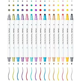 Ohuhu ドットペン 15色セット 0.5mm 押し ドットマーカー メタリックと基本色 ドット カラーペン 水性ペン お絵かきセット DIY メモ 塗り絵 落書き