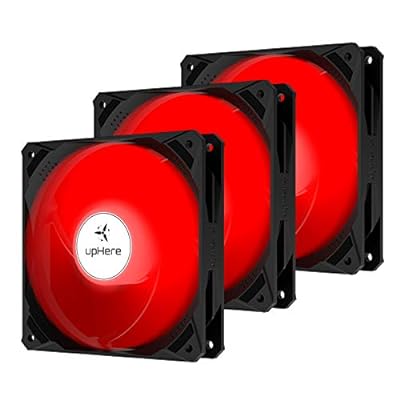 upHere 120mm PCケースファン 赤いLED搭載 静音 高性能 3PINコネクタ 3本1セット 黒い枠と白いブレード