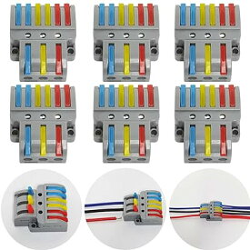 コンパクトワイヤコネクタ、CTRICALVER 6個コンパクトスプライシングコネクタ、レバーナット品揃え導体、18個ネジ付き3イン6アウト電気コネクタブロック