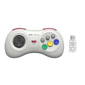 8Bitdo M30 2.4Gワイヤレスゲームパッド for Sega Genesis Mini & Mega Drive Mini &Switch 6ボタンレイアウト （White）