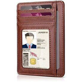 Teskyer クレジットカードケース IDカードホルダー 高級PUレザー 薄型 カード入れ カードケース RFIDスキミング防止 カードホルダー 大容量 男女兼用（ブラウン）