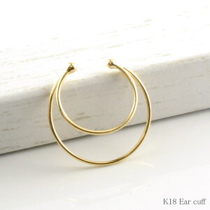 18金 k18 イヤーカフ カフ 耳 イエローゴールド わっか 2連風 三日月 円 三日月型 ムーン 丸線 ゴールド 片耳 片耳タイプ フープ 18k かわいい レディース プレゼント 贈答品 誕生日 クリスマス X