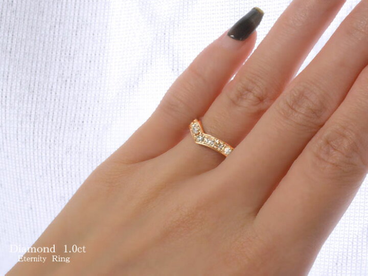 楽天市場】k18 リング ダイヤモンド 1.00ct エタニティリング ふちあり 