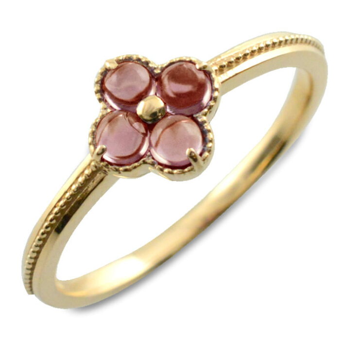 楽天市場】k18 リング ガーネット カボション 花 モチーフ フラワー  