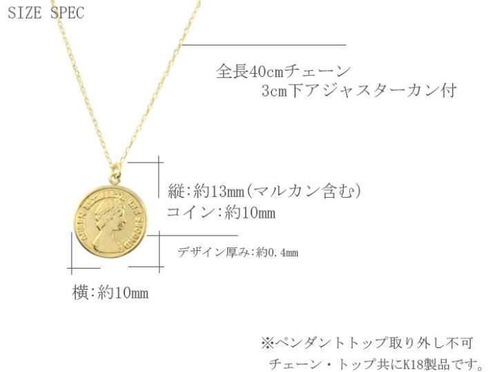 楽天市場】コイン k18 ネックレス コインタイプ エリザベス コイン  