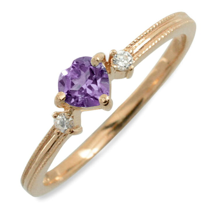 楽天市場】k18 リング アメジスト ハート ハートモチーフ ダイヤモンド  