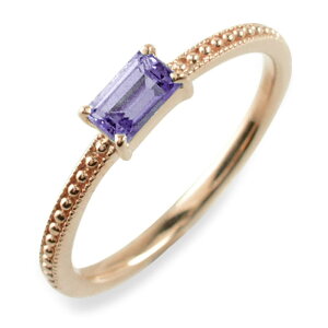 【10%OFFクーポン配布中】 k18 リング バケットカット アメジスト 指輪 18金 ゴールド ピンキーリング ピンクゴールド クラシカル 18k 華奢 レディース アンティーク 2月 誕生石 天然石 カラー
