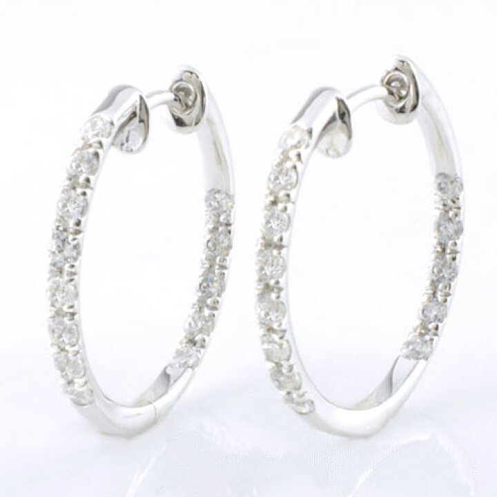 楽天市場】ピアス ダイヤモンド レディース k18 0.3ct ダイヤフープ 