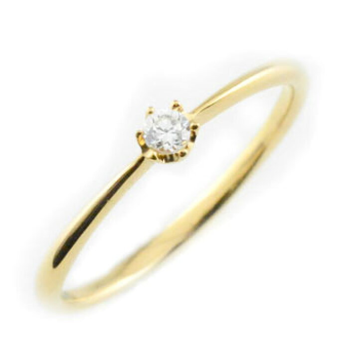 楽天市場】18金 リング ダイヤモンド 一粒ダイヤ 0.07ct イエロー 