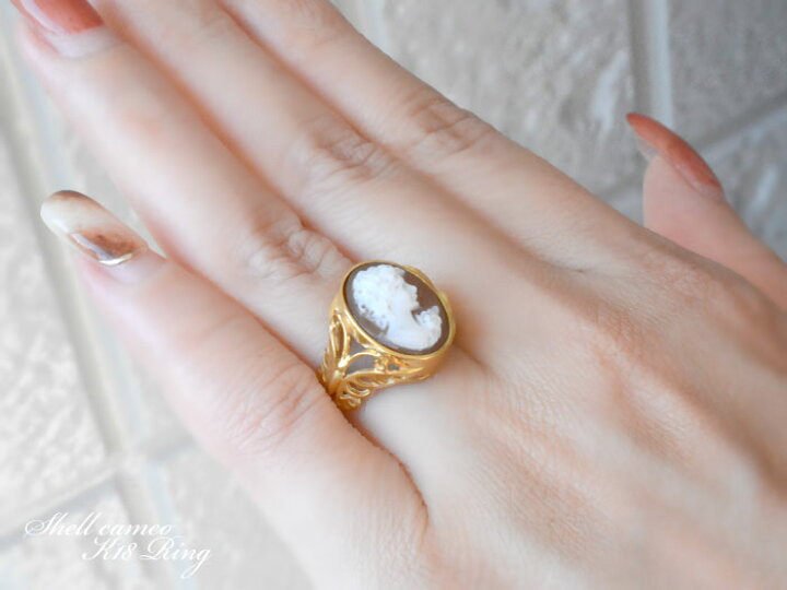 楽天市場】【ポイント10倍】 k18 リング カメオ イエローゴールド 指輪  