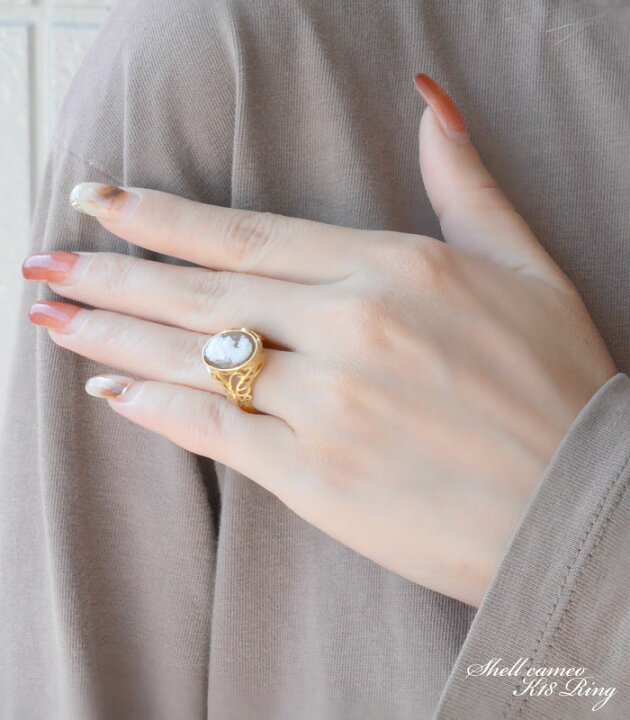 楽天市場】【ポイント10倍】 k18 リング カメオ イエローゴールド 指輪  