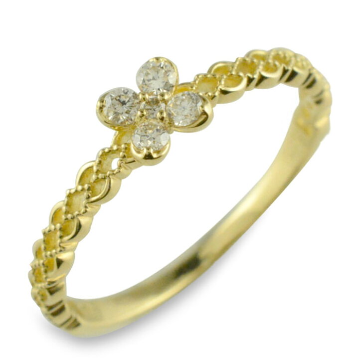 お花モチーフフルストーンリング イエローゴールドカラー 楽天市場  