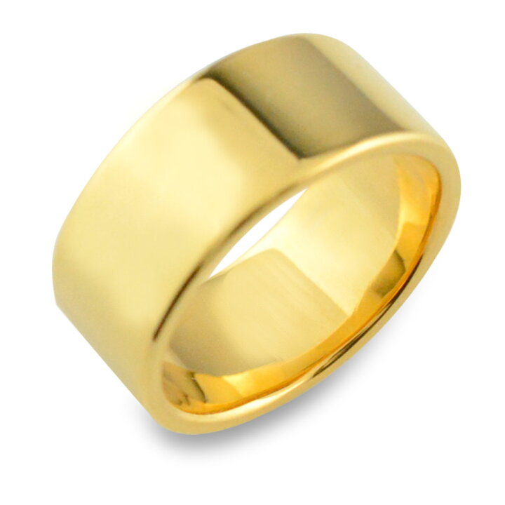 楽天市場 K18 リング メンズ 指輪 平打ちリング 8mm イエローゴールド ストレート 幅広 ヒラウチ 地金リング 18k 18金 シンプル フラット ブライダル シエロブルー