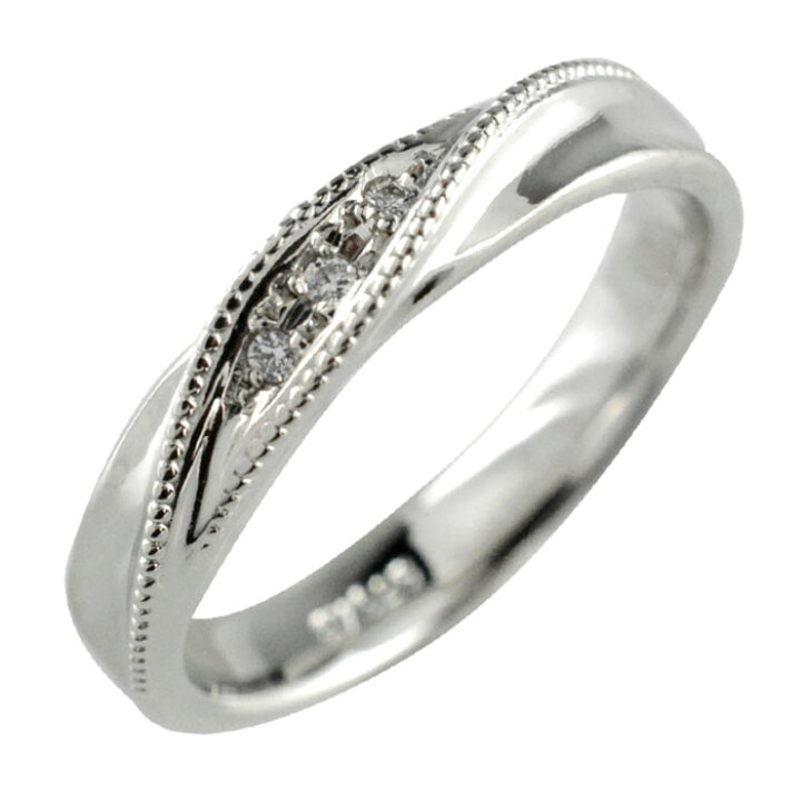 楽天市場 指輪 結婚指輪 プラチナ ダイヤモンド ミルウチ Pt900 シンプル プラチナ900 リング レディース 重ねづけ シンプル 誕生石 おしゃれ ストレート シエロブルー