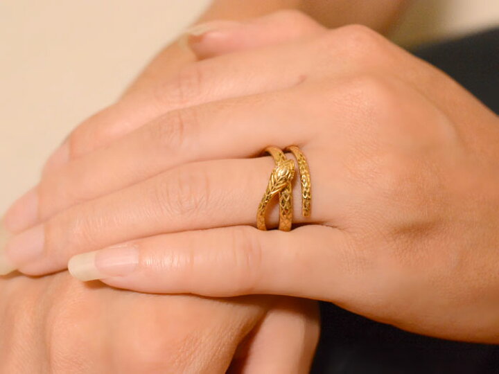 楽天市場】k18 リング 指輪 k18 18金 蛇 ダイヤモンド 2連 ヘビ  