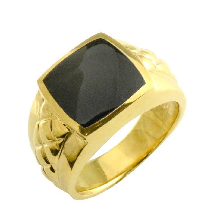 楽天市場】k18 メンズ リング オニキス イエローゴールド 指輪 k18 18  