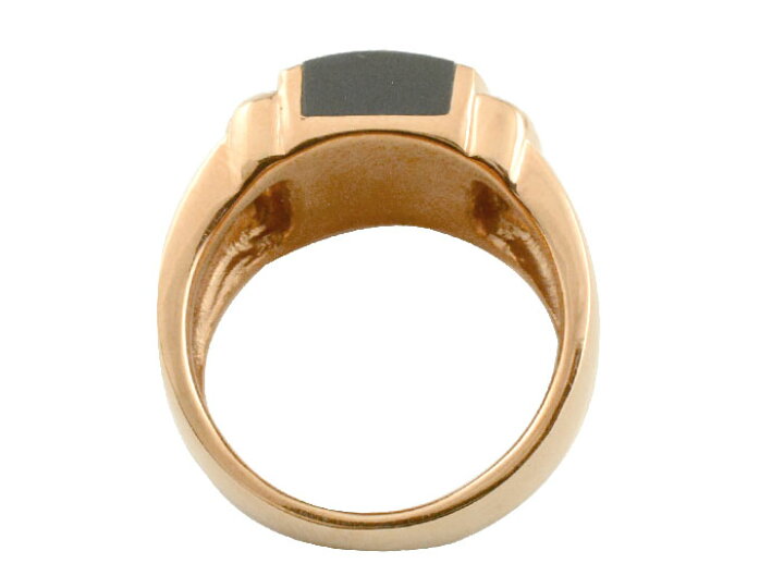 楽天市場】k10 リングオニキス 印台 ピンクゴールド 指輪 オニキス  