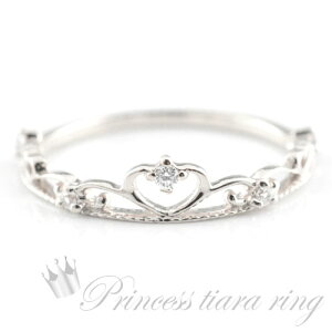 【10%OFFクーポン配布中】 ティアラリング ダイヤモンド プラチナ レディース ピンキーリング 指輪 ミル打ち 0.05ct 4月誕生石 K18 プラチナ900 pt900 王冠 ダイヤモンドティアラリング