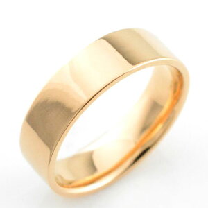【10%OFFクーポン配布中】 k18 リング レディース ピンクゴールドシンプル ストレート 平打ち 地金リング 結婚指輪 18金 エンゲージリング ハンドメイド 18k 6mm