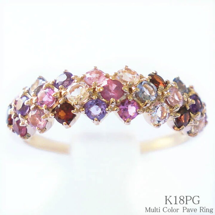 楽天市場】k18 指輪 k18 18金 リング アミュレット マルチ カラー  