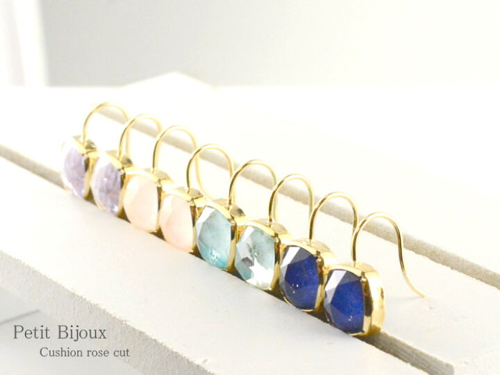 楽天市場】k18 ピアス レディース フックピアス 天然石 四角 18k 18金 