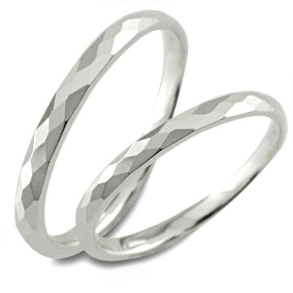 結婚指輪 マリッジリング ホワイトゴールド k10 10k 10金 甲丸 カットリング ペア 2本 セット ペアリング ストレート メンズ レディース  記念日 指輪 | シエロブルー