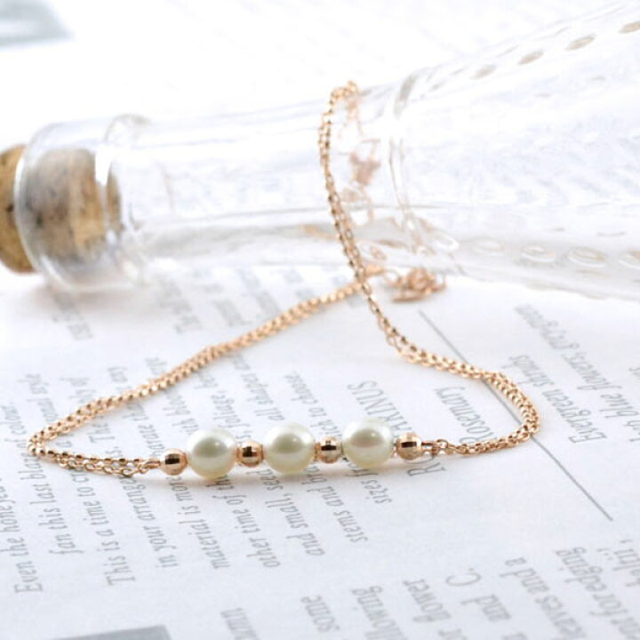 楽天市場】18金 k18ゴールド パール 淡水パール チェーン ブレスレット  