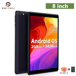 �v���g�� �^�u���b�g 8�C���` Wi-Fi���f�� 2GB+64GB+256GB�g���\ 1280*800IPS Android 5000mAh 2.4GHz Wi-Fi6 YouTube���� Web�u���E�Y ���{��戵������ PRITOM L8 �^�u���b�g