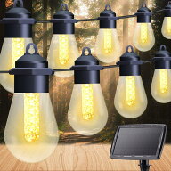 LEDストリングライト 屋外 IP65防雨型 8つの調光モード 15m 電球20/15個 PC素材 電球色相当 破損しにくい…
